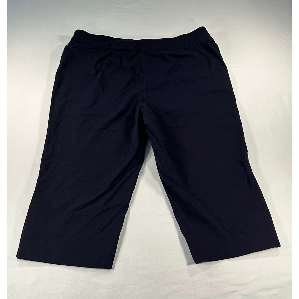 Counterparts Navy Blue Pull On Capri Pants Silver Button Hem 2X B3 - Picture 3 of 6